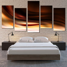 Load image into Gallery viewer, beautiful abstract wall art contemporary brown abstract canvas set yellow modern abstract waves 5 piece canvas print for Bedroom
