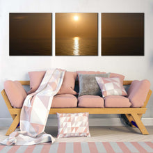 Load image into Gallery viewer, beautiful  ocean  canvas  wall  art  shiretoko  hokkaido  sea  yellow  sunset  canvas  print  japan  brown  ocean  3  piece  canvas  set For Living Room
