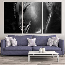 Load image into Gallery viewer, big buddha canvas wall art grey buddha statue canvas print black and white buddha 3 piece canvas set For Living Room
