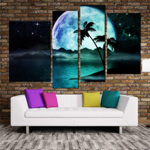 Load image into Gallery viewer, big moon over the sea 4 piece canvas print 
