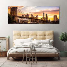 Load image into Gallery viewer, brooklyn  bridge  canvas  wall  art  manhattan  yellow  sunset  canvas  artwork  brown  new  york  city  1  piece  canvas  print For Bedroom

