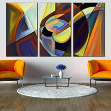 Load image into Gallery viewer, brown yellow Abstract Triptych Wall Art In Living Room
