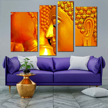 Load image into Gallery viewer, buddha meditation canvas wall art gold buddha mind and soul multiple canvas yellow peaceful buddha 4 piece canvas print for living room
