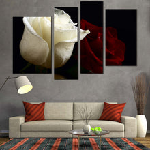 Load image into Gallery viewer, captivating rose quartet canvas print beautiful red and white roses in 4 piece canvas wall art for Living Room
