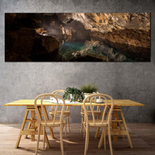 Load image into Gallery viewer, cave  water  canvas  wall  art  brown  grjotagja  cave  panoramic  canvas  underground  geology  canvas  print For Dinning Room
