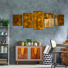 Load image into Gallery viewer, champagne drink canvas print yellow champagne glasses close up 5 piece canvas wall art champagne night multi canvas 
