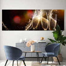 Load image into Gallery viewer, champagne  splash  canvas  wall  art  red  abstract  champagne  glasses  1  piece  canvas  print  yellow  champagne  liquid  burst  canvas  artwork For Living Room
