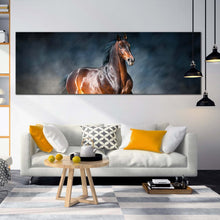 Load image into Gallery viewer, chestnut  horse  canvas  wall  art  black  brown  horse  running  forward  1  piece  canvas  print  horse  galloping  canvas  artwork In Living Room
