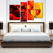 Load image into Gallery viewer, cocktail celebration canvas wall art yellow red cocktail glasses canvas print cocktail party 4 piece multi canvas 
