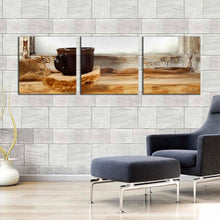 Load image into Gallery viewer, coffee  mug  canvas  wall  art  white  coffee  background  canvas  photography  3  piece  canvas  black  coffee  cup  triptych  canvas  print In Living Room
