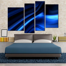 Load image into Gallery viewer, contemporary abstract canvas print dark bright blue 4 piece canvas set beautiful black motion abstract wall art for your Bedroom
