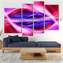 Load image into Gallery viewer, contemporary abstract canvas wall art bright colorful 4 piece canvas purple red blue patterns canvas print In Living Room
