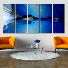 Load image into Gallery viewer, contemporary Mountain Calm Blue Ocean 5 Piece wall art In Living room
