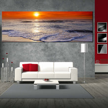 Load image into Gallery viewer, corsica  beach  canvas  wall  art  red  orange  sky  ocean  panoramic  canvas  print  beautiful  ocean  canvas  artwork In Living Room
