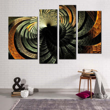 Load image into Gallery viewer, digital graphic canvas wall art brown grey abstract fractal abstraction 4 piece canvas print colorful glowing abstract pattern multi canvas artwork for your living room
