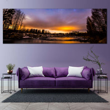 Load image into Gallery viewer, dramatic  sky  canvas  print  beautiful  orange  sunset  river  1  piece  canvas  wall  art  for Living Room
