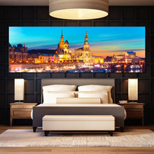 Load image into Gallery viewer, dresden  s  golden  dawn  wall  art  panoramic  canvas  of  elbe  river  embankment  at  sunrise  canvas  print  for  bedroom
