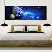 Load image into Gallery viewer, earth  and  moon  starry  glaxy  canvas  wall  art For Bedroom
