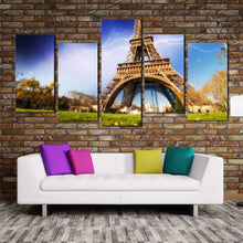 Load image into Gallery viewer, eiffel tower thunderstorm Paris Skyline 5 piece multi panel canvas wall art For Your Living Room
