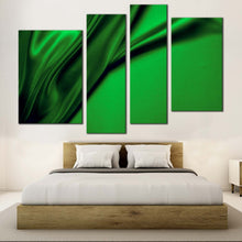 Load image into Gallery viewer, elegant abstract canvas wall art luxurious abstract liquid art print abstract green wavy folds 4 piece multiple canvas
