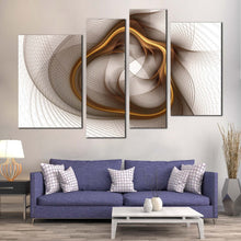 Load image into Gallery viewer, elegant abstract canvas wall art yellow digital artwork graphic canvas set symmetrical abstract 4 piece canvas dynamic abstract pattern multi canvas

