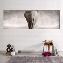 Load image into Gallery viewer, elephant  front  canvas  wall  art  elephant  black  and  white  1  piece  canvas  print  grey  elephant  portrait  canvas  artwork In Living Room
