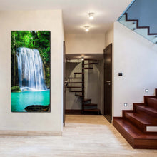 Load image into Gallery viewer, erawan  waterfall  canvas  wall  art  river  kwai  1  piece  canvas  print  white  erawan  national  park  waterfall  wide  canvas  thailand  green  forest  canvas  artwork
