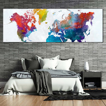 Load image into Gallery viewer, flat  earth  canvas  print  white  background  abstract  world  map  canvas  artwork  colorful  flat  world  panoramic  canvas  wall  art For Bedroom
