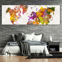 Load image into Gallery viewer, flat  earth  canvas  wall  art  colorful  world  map  digital  painting  panoramic  canvas  print  white  background  abstract  map  canvas  artwork For Bedroom
