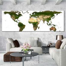 Load image into Gallery viewer, flat  world  canvas  wall  art  world  map  digital  painting  1  piece  canvas  artwork  blue  yellow  globe  canvas  print In Living Room
