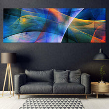 Load image into Gallery viewer, fractal  graphics  canvas  print  blue  deep  3d  abstract  panoramic  canvas  wall  art  orange  yellow  abstract  3d  rendering  canvas  artwork In Living Room
