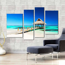 Load image into Gallery viewer, gazebo ocean canvas wall art dominican republic blue ocean 4 piece canvas print punta cana sea green beach multi canvas for living room
