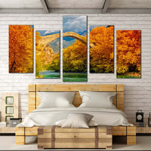 Load image into Gallery viewer, greece autumn canvas print green aoos river 5 piece collection canvas wall art for Bedroom
