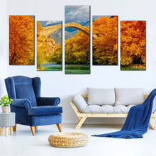 Load image into Gallery viewer, greece autumn canvas print green aoos river 5 piece collection canvas wall art In Living Room
