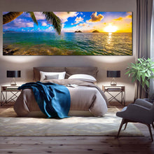 Load image into Gallery viewer, hawaii  ocean  canvas  wall  art  colorful  lanikai  beach  panoramic  canvas  print  ocean  beach  in  kailua  canvas  artwork For Bedroom
