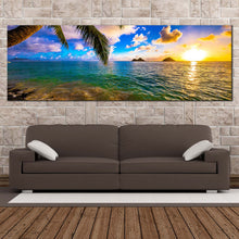 Load image into Gallery viewer, hawaii  ocean  canvas  wall  art  colorful  lanikai  beach  panoramic  canvas  print  ocean  beach  in  kailua  canvas  artwork For Living Room
