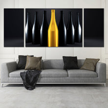 Load image into Gallery viewer, high end champagne bottles dark background 3 piece canvas artwork For Living Room
