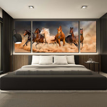 Load image into Gallery viewer, horses herd canvas print animal run in sky desert 3 piece triptych wall art for Bedroom
