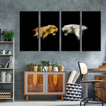 Load image into Gallery viewer, isolated cheetah canvas wall art tiger roar canvas set white yellow cheetah profile 4 piece canvas print
