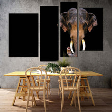 Load image into Gallery viewer, isolated elephant canvas wall art orange elephant animal 4 piece canvas print grey elephant art print
