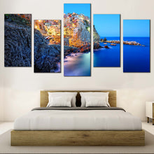Load image into Gallery viewer, italy ocean canvas wall art serene manarola evening 5 piece collection canvas print for Bedroom
