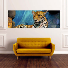 Load image into Gallery viewer, jaguar  animal  canvas  wall  art  yellow  white  jaguar  1  piece  canvas  artwork  jaguar  portrait  canvas  print In Living Room
