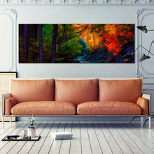 Load image into Gallery viewer, lonely  path  through  forest  panoramic  canvas  print For Living Room
