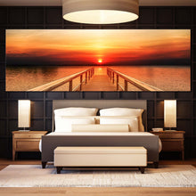 Load image into Gallery viewer, long  wooden  pier  at  sunset  view  oersize  canvas  prints For Bedroom
