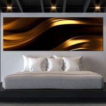 Load image into Gallery viewer, luxury  abstract  canvas  wall  art  gold  3d  illustration  panoramic  canvas  black  abstract  digital  artwork  print In Bedroom
