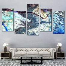 Load image into Gallery viewer, marble texture canvas print gray abstract marble background 5 piece canvas graphic abstract fractal multiple canvas In Living room
