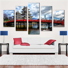 Load image into Gallery viewer, matsumoto  castle  red  bridge  5  panel  canvas  home  decor For Living Room
