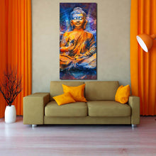 Load image into Gallery viewer, meditating  buddha  canvas  wall  art  orange  buddha  painting  1  piece  canvas  artwork  blue  light  buddha  oil  painting  canvas  print In Living Room

