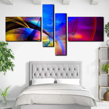 Load image into Gallery viewer, modern abstract canvas print purple blue abstract 4 piece wall art contemporary modern pattern multi canvas for your bedroom
