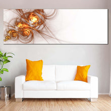 Load image into Gallery viewer, modern  abstract  canvas  wall  art  contemporary  yellow  abstract  patterns  wide  canvas  beautiful  white  abstract  fractal  panoramic  canvas  print For Living Room
